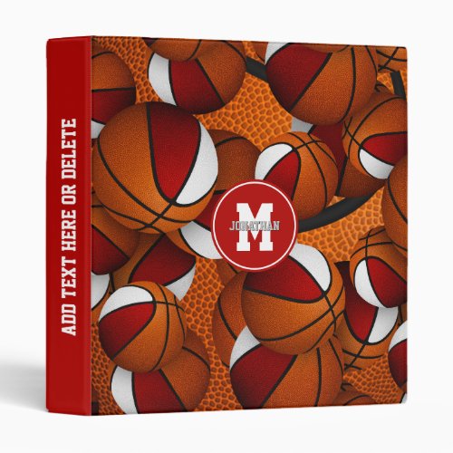 red white basketball club team colors  3 ring binder