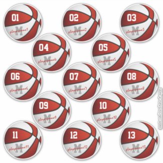 red white basketball custom players names stickers