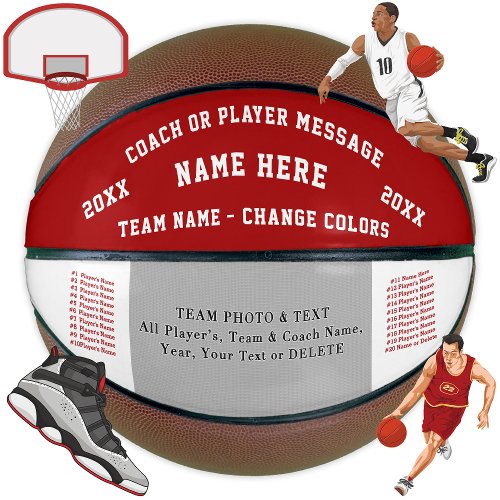 Red White Basketball Gifts for Coaches Players