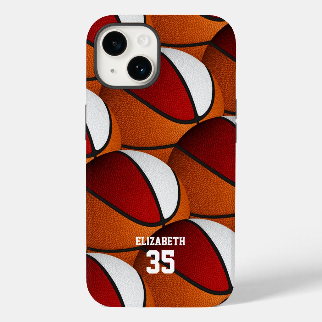 Red white basketball team colors boys girls iPhone case