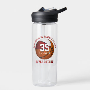 Red white basketball team colors boys girls  water bottle