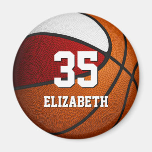 red white basketball team colors personalized magnet