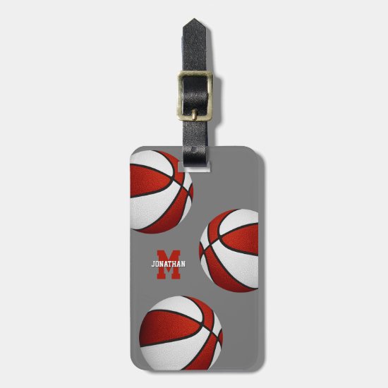 red white basketball travel team colors luggage tag