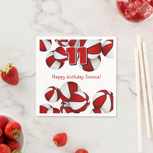 red white basketballs kids birthday party napkins (Insitu)