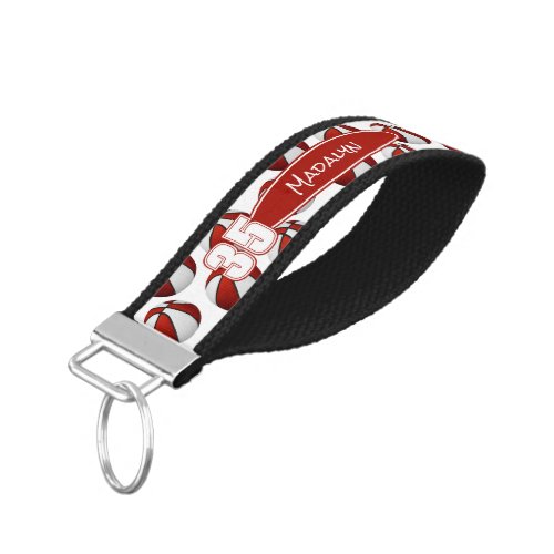 basketball team colors red white wrist keychain