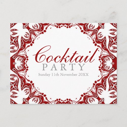 Red White Batik Spirit Cocktail party Invitation