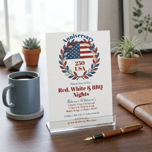Red White BBQ Nights 250th USA Anniversary Wreath Invitation