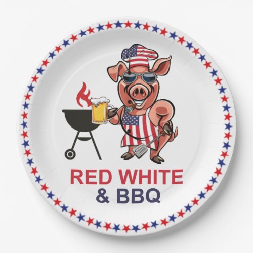 Red White  BBQ Paper Plates