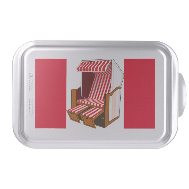 Red & White Beach Chair Theme Party Cake Pan (Front)