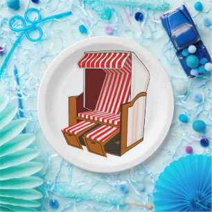 Red & White Beach Chair Theme Party Paper Plates