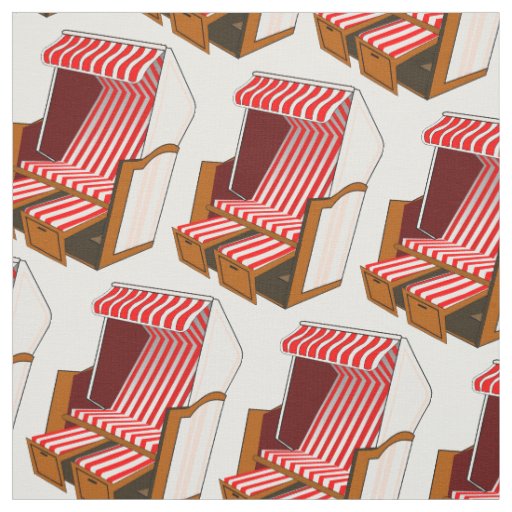 Red & White Beach Chairs Theme Fabric