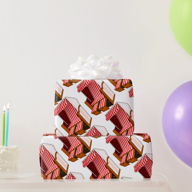 Red & White Beach Chairs Theme Wrapping Paper (Party Gifts)