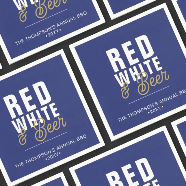 Red White & Beer 4th of July Party Paper Napkins (Creator Uploaded)