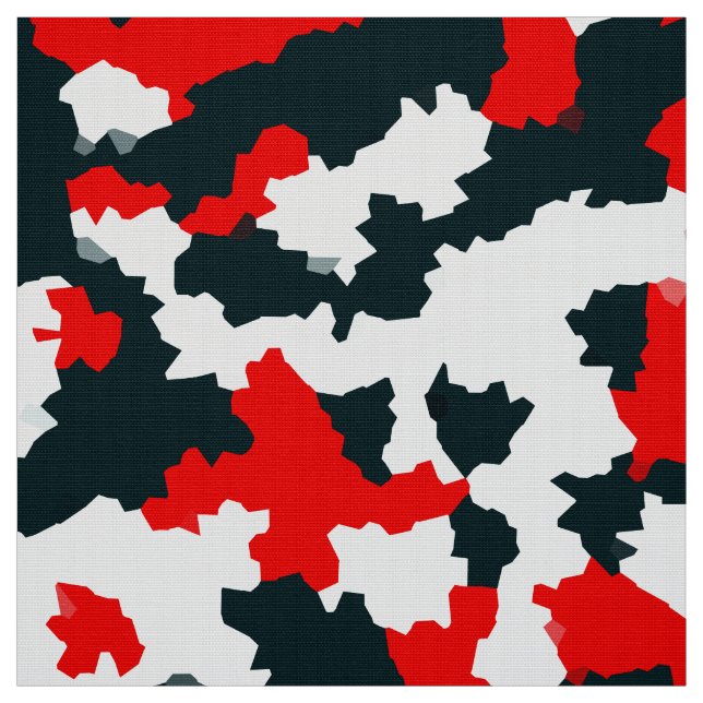 Red White Black Abstract Pattern Fabric (Swatch)