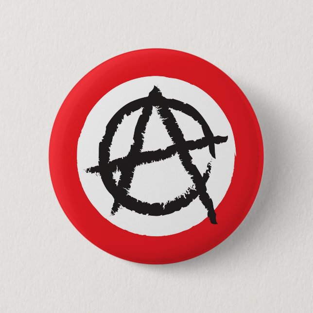 Red, White & Black Anarchy Flag Sign Symbol Pinback Button (Front)