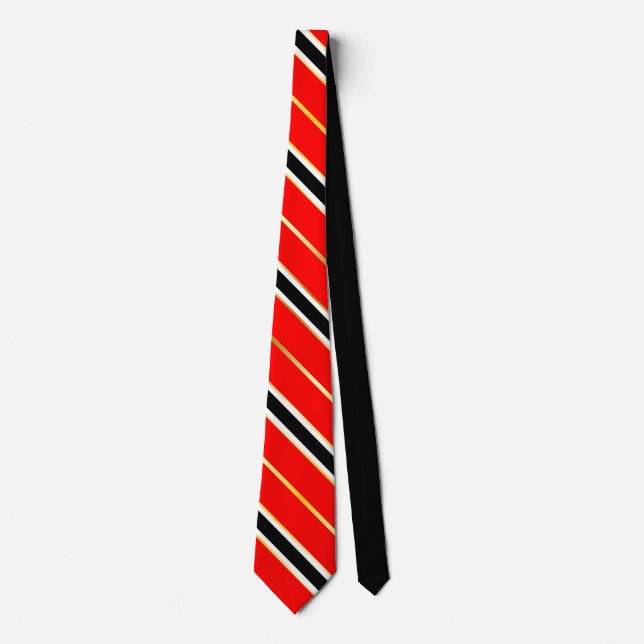 Red White Black and Gold Striped Tie (Front)