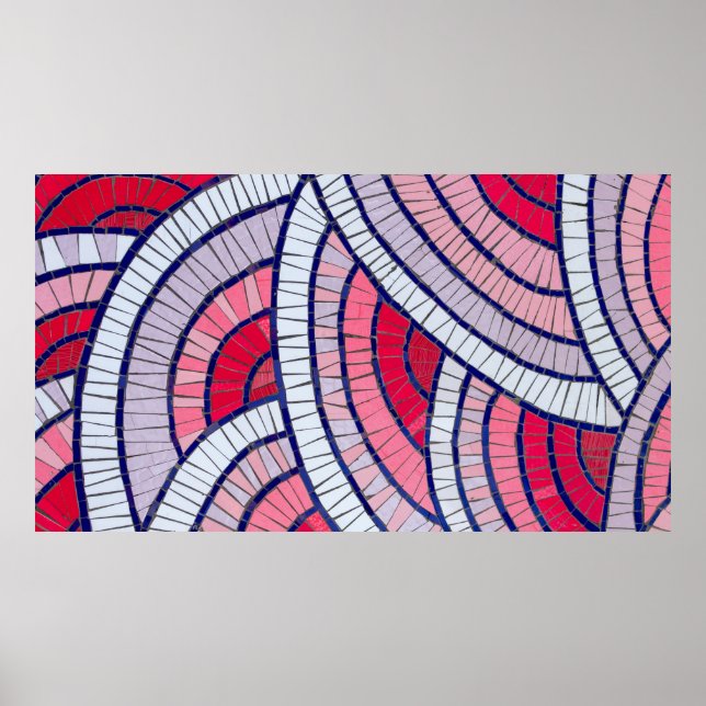 Red, white, black, and pink abstract artwork poster (Front)