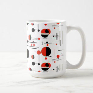 Red white black Bauhaus geometric shapes pattern Coffee Mug