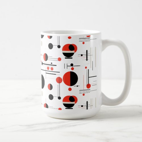 Red white black Bauhaus geometric shapes pattern Coffee Mug