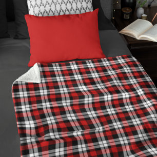 Red White Black Buffalo Check Plaid Pattern Fleece Blanket
