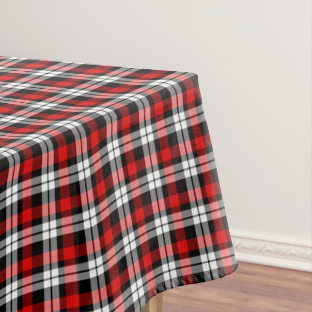 Red White Black Buffalo Check Plaid Pattern Tablecloth (In Situ)