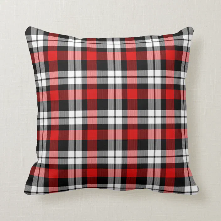 Multicolor Funny Cute Check Pattern Gift Co Classic Red & Black Buffalo Plaid Check Pattern Design Throw Pillow 16x16 