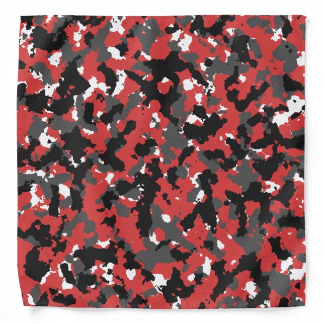 Red white black camouflage pattern bandana (Front)