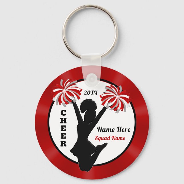 Red, White, Black, Cheap, Cheerleader Party Favors Keychain (Front)