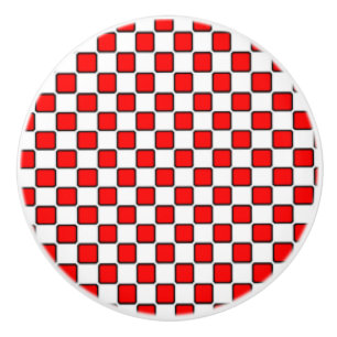 Red White Black Checkerboard Ceramic Knob