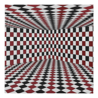 Red White Black Checkered Room High Contrast Faux Canvas Print