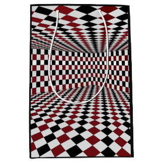 Red White Black Checkered Room High Contrast Medium Gift Bag