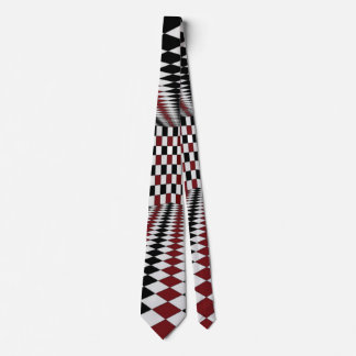 Red White Black Checkered Room High Contrast Neck Tie
