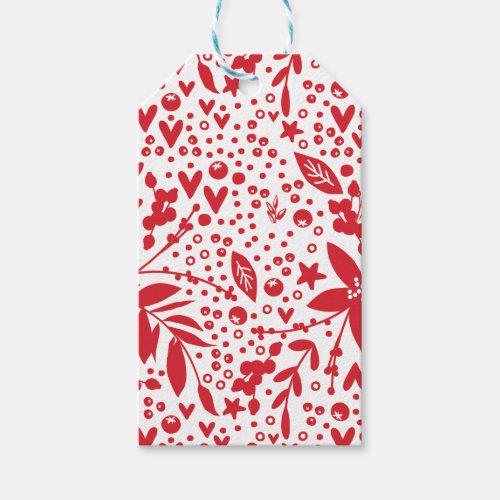 RED WHITE BLACK CHRISTMAS Floral GIFT Gift Tags