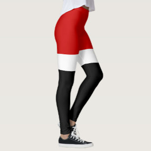 Red White Black Color Block Style Design Leggings