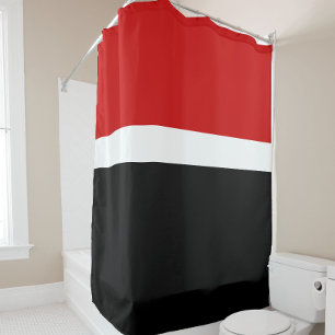 Red White Black Color Block Style Design Shower Curtain