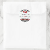 Red White Black Damask Hearts 1.5" Round Sticker 2 (Bag)