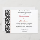 Red White Black Damask Wedding Invitations (Back)