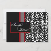 Red White Black Damask Wedding Invitations (Front)
