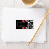 Red White Black Damask Wedding Invitations Label (Insitu)