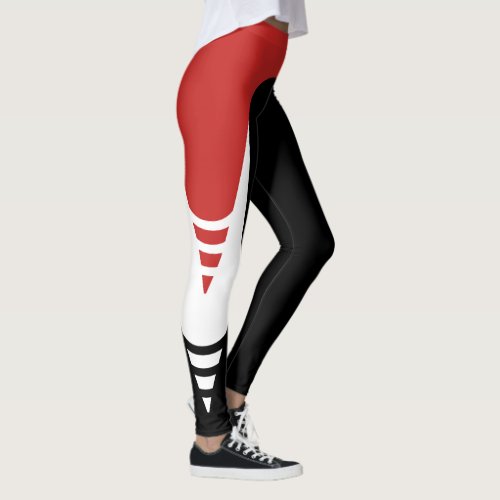 RedWhiteBlack Detail Pattern Leggings 4