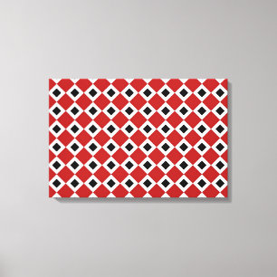 Red, White, Black Diamond Pattern Canvas Print