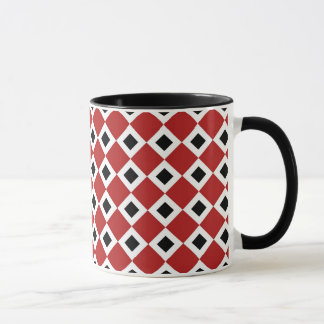 Red, White, Black Diamond Pattern Mug