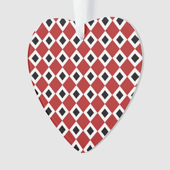 Red, White, Black Diamond Pattern Ornament (Front)