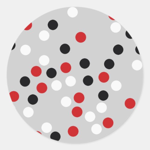 red white black dots pattern classic round sticker