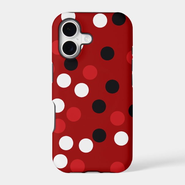 red white black dots pattern iphone case (Back)