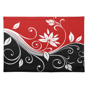 Red White & Black Floral Placemat