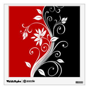 Red  White & Black Floral Wall Sticker