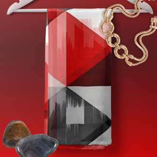 Red White Black Geometric Abstract Scarf