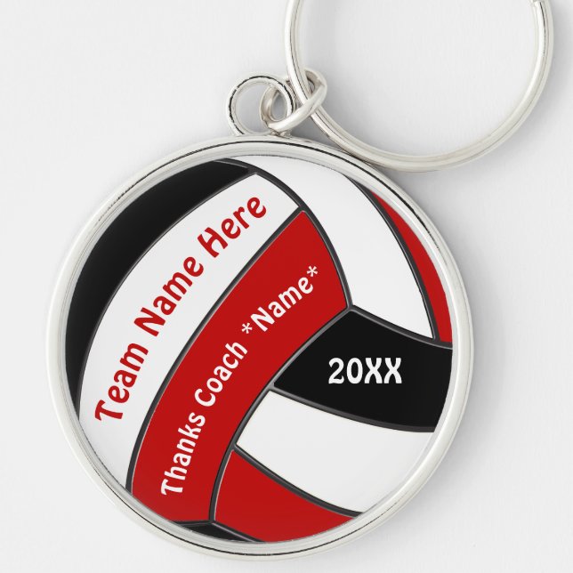 Red White Black, Good Gifts for Volleyball Coaches Keychain (Front)