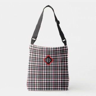 Red White Black Grey Plaid Crossbody Tote